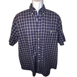 Town Craft L wrinkle free cotton short sleeve button western checkered shirt